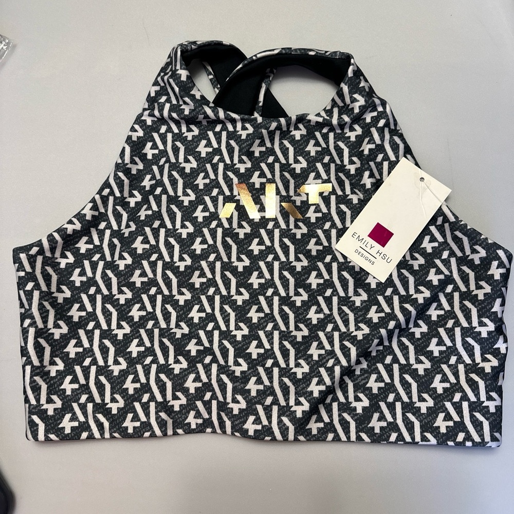 Mini logo cute crop top AKT, size XL, black and white